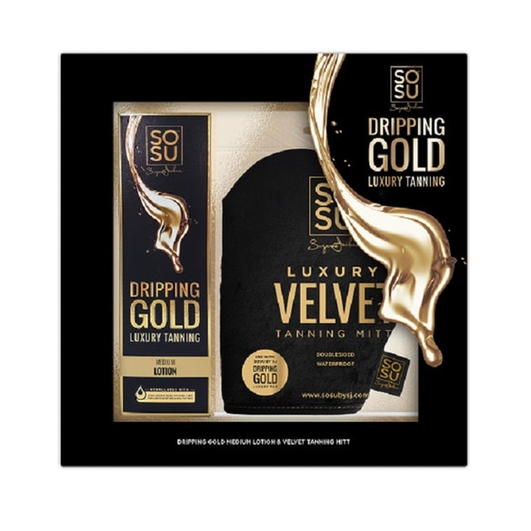 Get a gorgeous glow with this Dripping Gold Lotion Gift Set fake tan from Sosu by Suzanne Jackson for your Valentine's Day date night